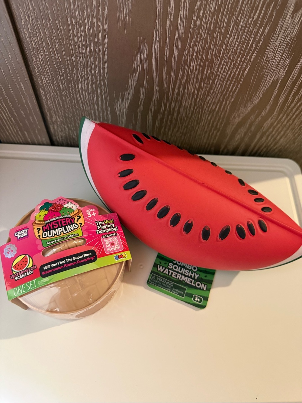 Jumbo Watermelon Squishy & RMS Viral Watermelon Dumpling (new, sealed)